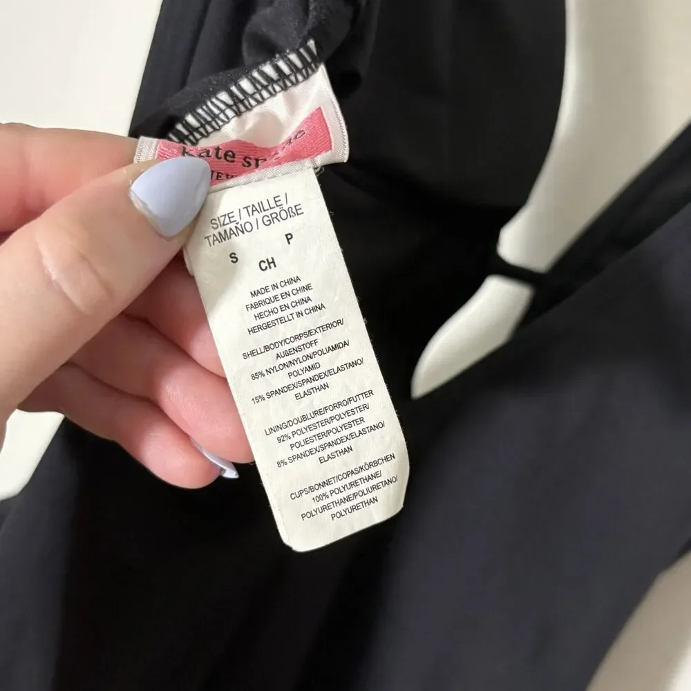 Kate Spade One Piece Plunge Bathing Suit Black Small